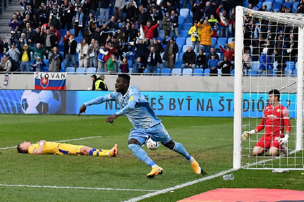 Ghanaian Striker Malik Abubakari Scores For Slovan Bratislava In Slovak Cup Semi-Final